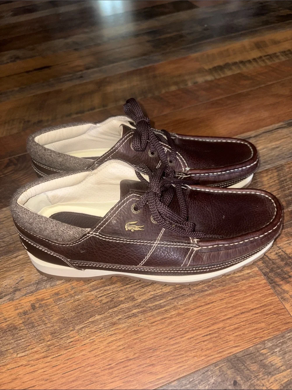 Lacoste Tahko Cab Mix Brown Leather Boat Shoes Men’s US 8 / UK 7